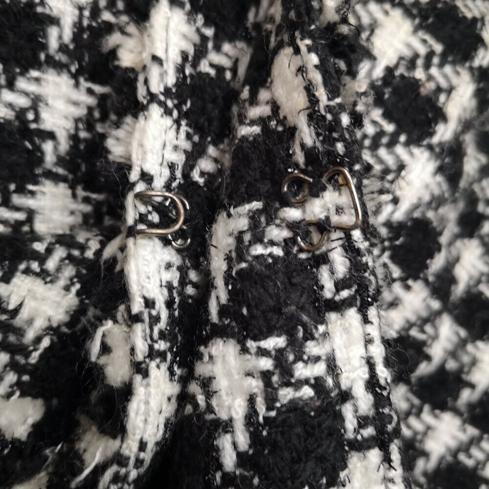 Denver Hayes Ladies Size XL Black & White Checkered Lined Fringed Blazer - Picture 7 of 10